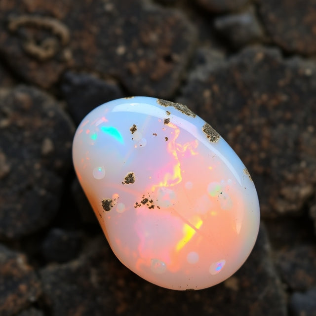 Natural Australian opal formation showing silica deposits inside rock cavities