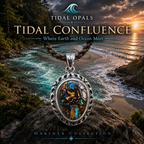 Tidal Confluence Australian Boulder Opal pendant handcrafted in sterling silver featuring vibrant electric blue and turquoise color play.