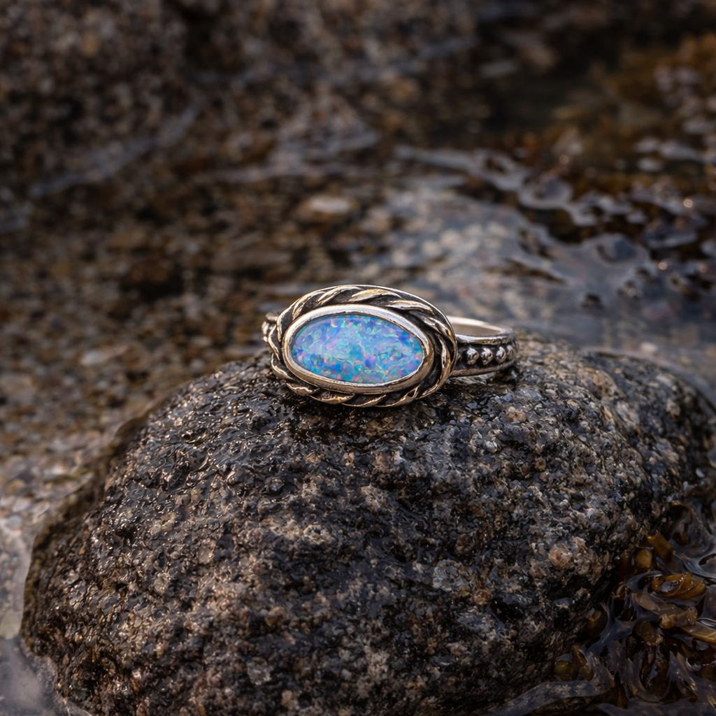 Relic of the Tides Fossil Shell Opal Ring