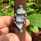 Tidal Totem — Three-Stone Opal Ring with Topaz