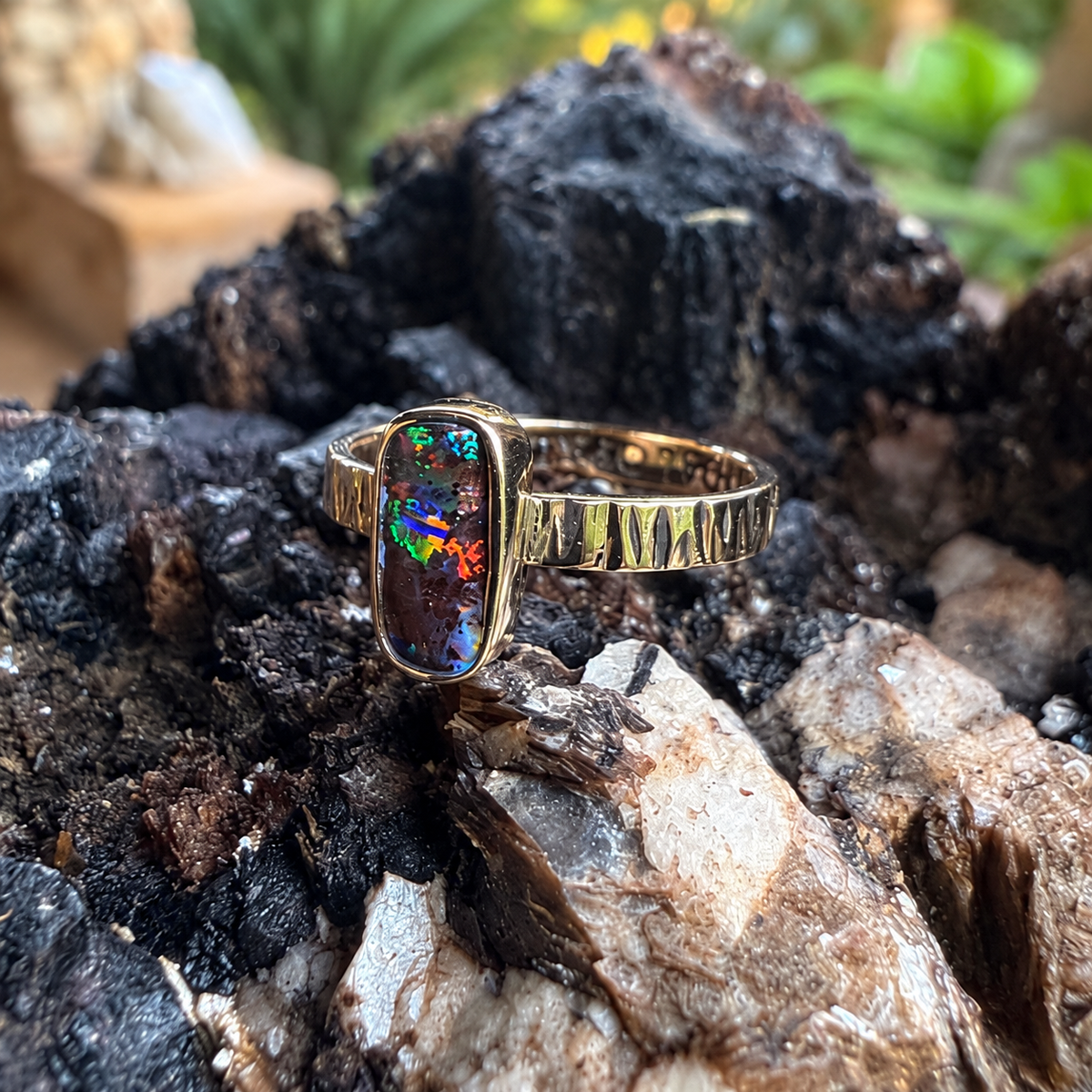 Sunset Current — 14K Gold Boulder Opal Ring