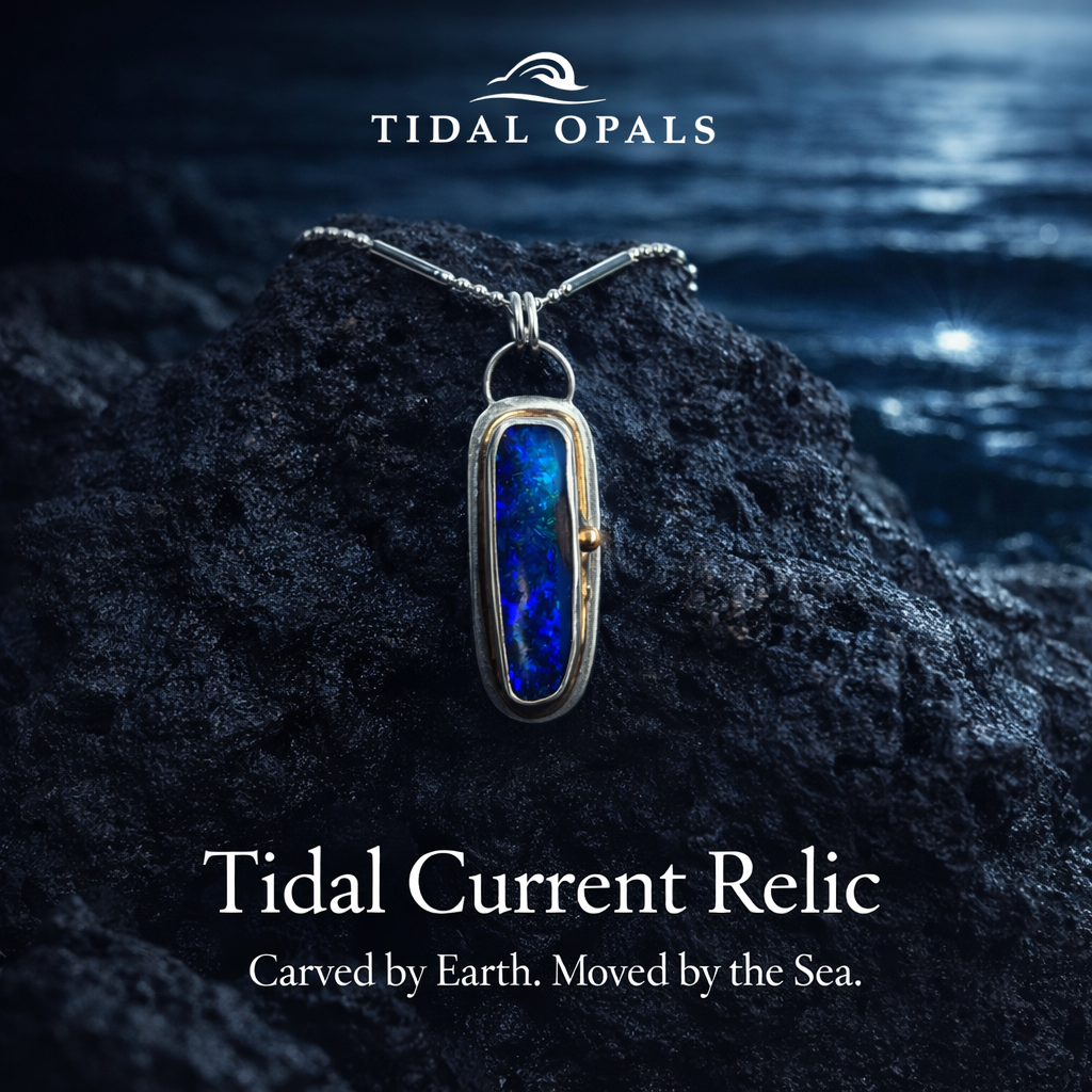Tidal Current Boulder Opal Relic Pendant