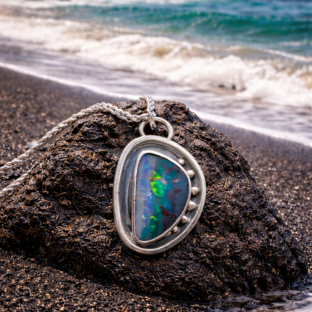 Ocean Fire Australian Boulder Opal Pendant