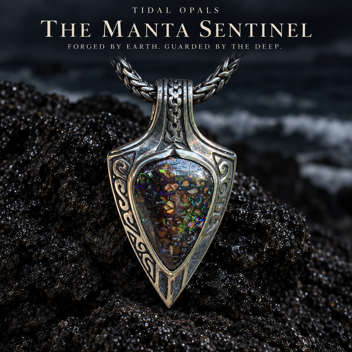 The Manta Sentinel — Boulder Opal Pendant