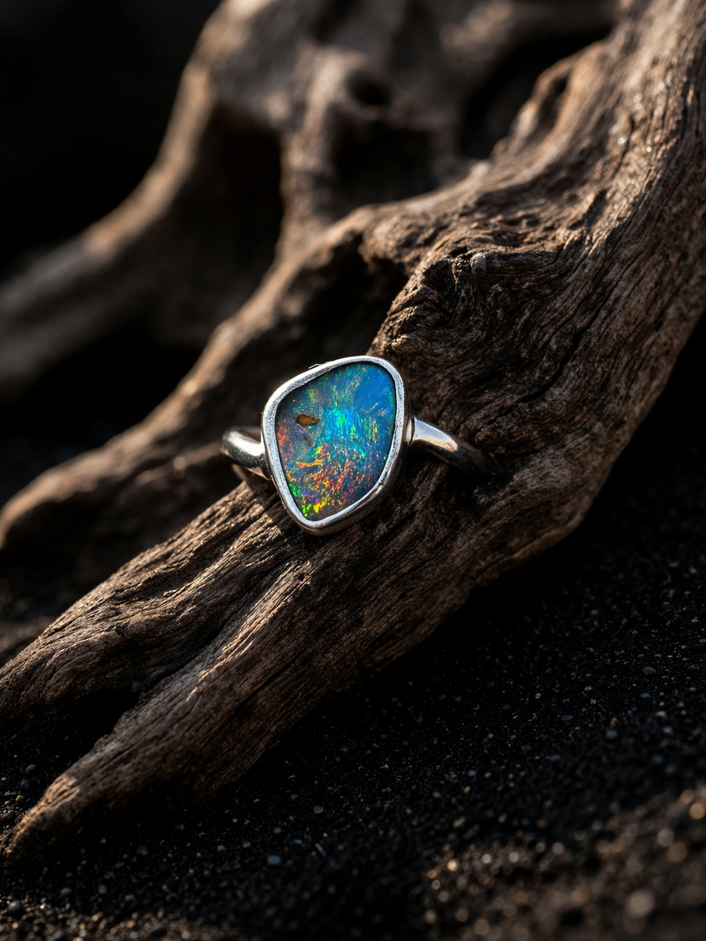 Ocean Inferno Australian Boulder Opal Ring