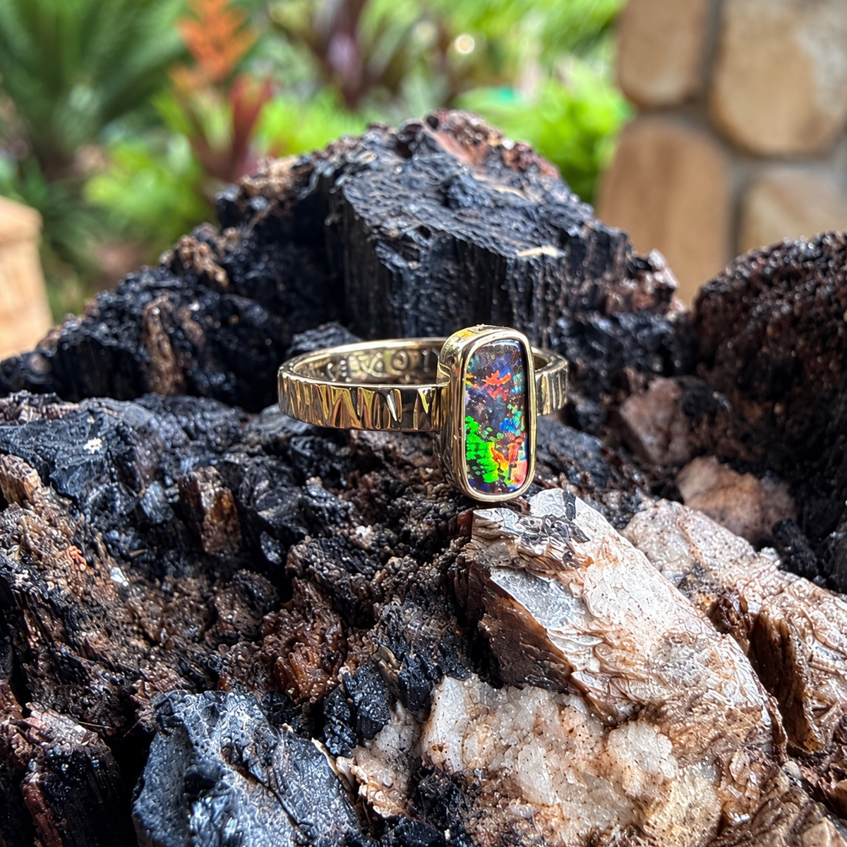 Sunset Current — 14K Gold Boulder Opal Ring