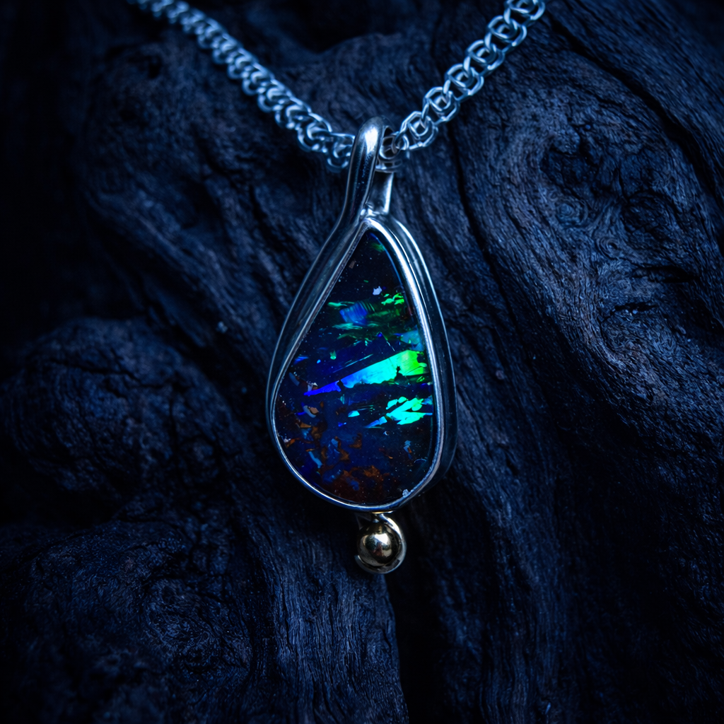 Electric Reef Australian Boulder Opal Pendant