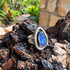 Lagoon Mirage – Boulder Opal Shadowbox Ring