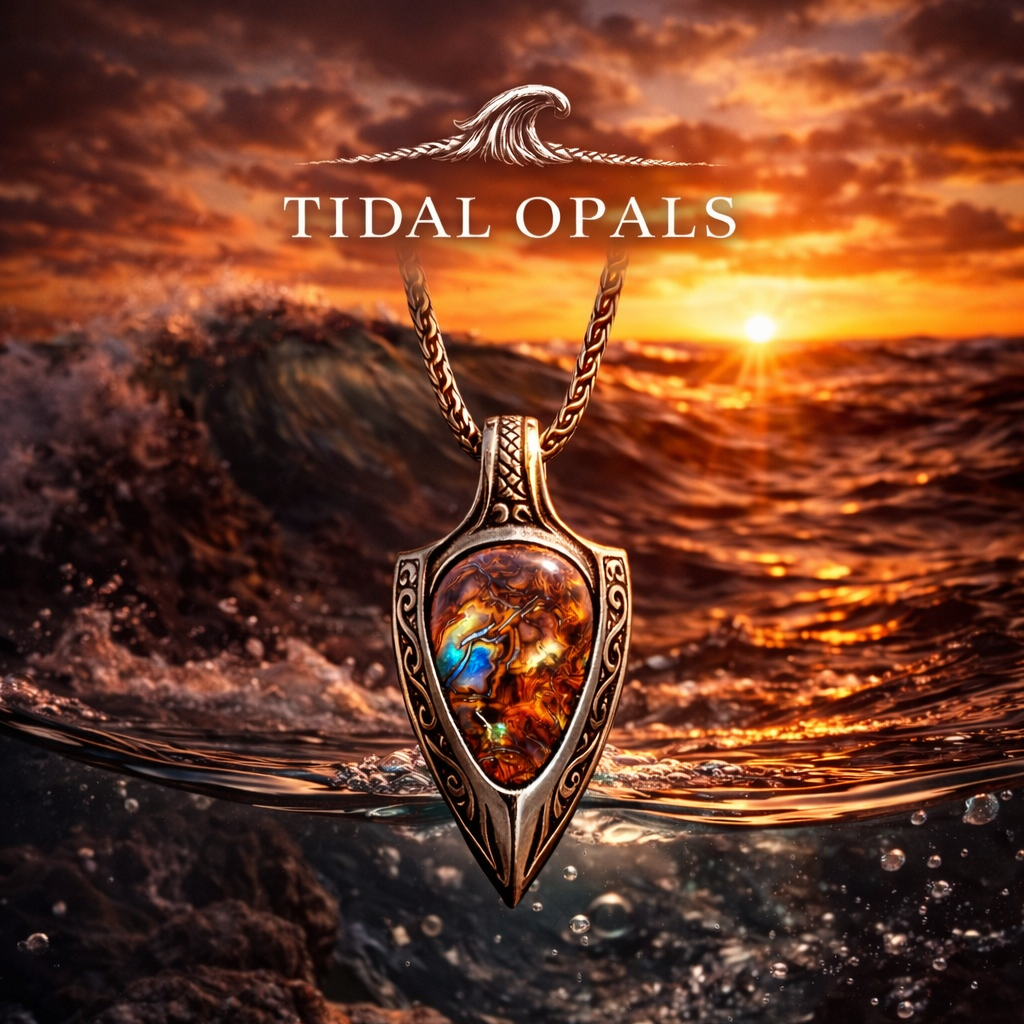 Tidal Relic Three Spears Reversible Boulder Opal Pendant