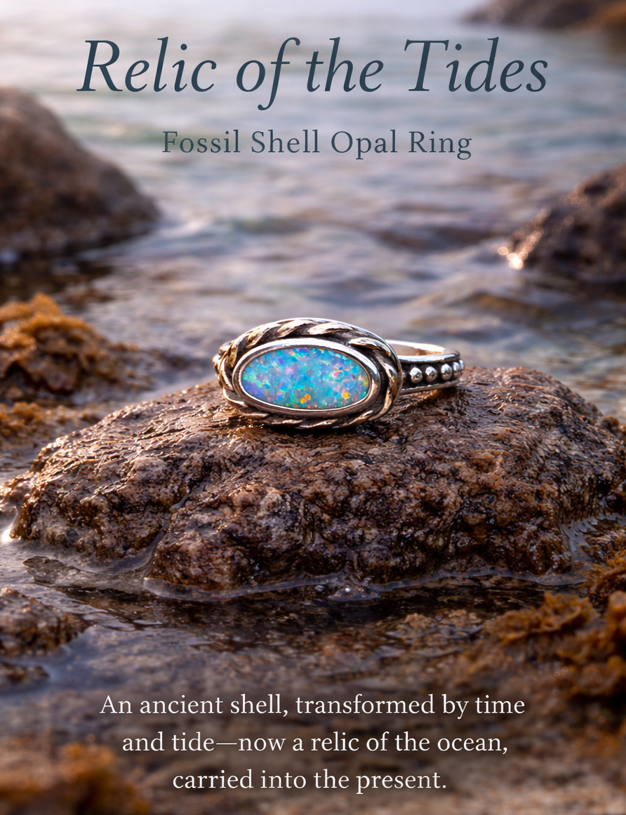 Relic of the Tides Fossil Shell Opal Ring