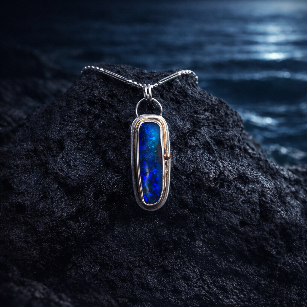 Tidal Current Boulder Opal Relic Pendant