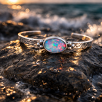 Manschette mit Korallen-Glut-Opal-Doppel Muschel
