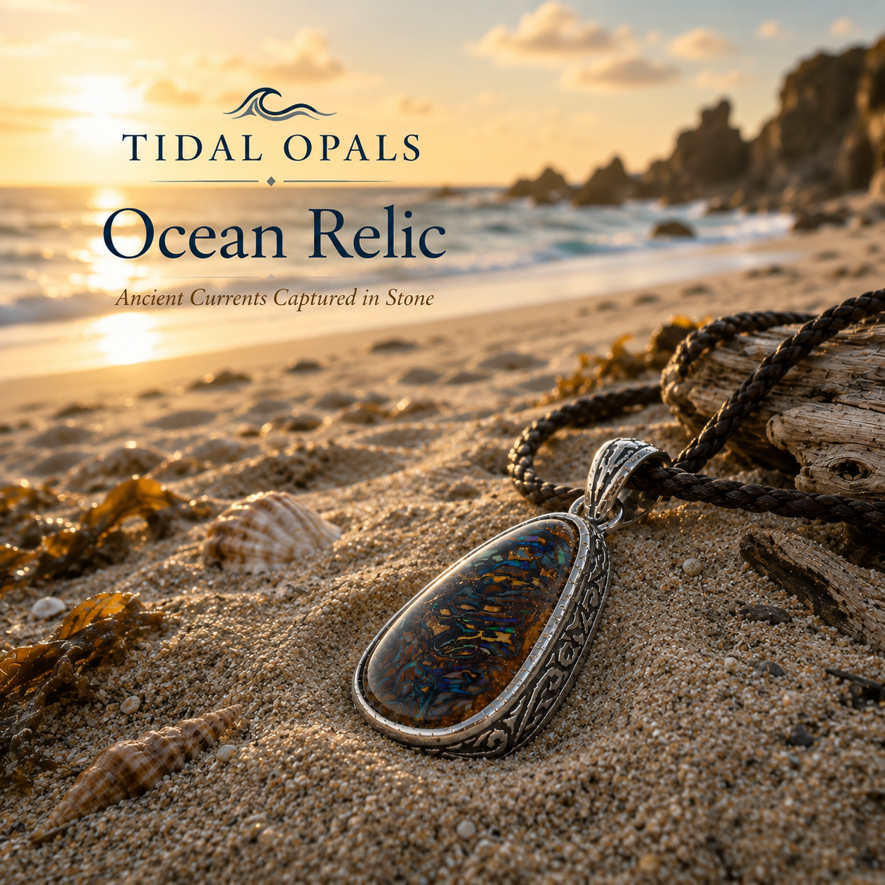 Ocean Relic Australian Boulder Opal pendant .