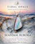 Seafoam Aurora Australian Boulder Opal pendant in sterling silver with 14K gold accent
