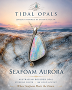 Seafoam Aurora Australian Boulder Opal pendant in sterling silver with 14K gold accent