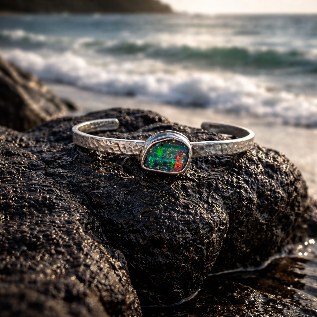 Riptide Australian Boulder Opal Cuff Bracelet