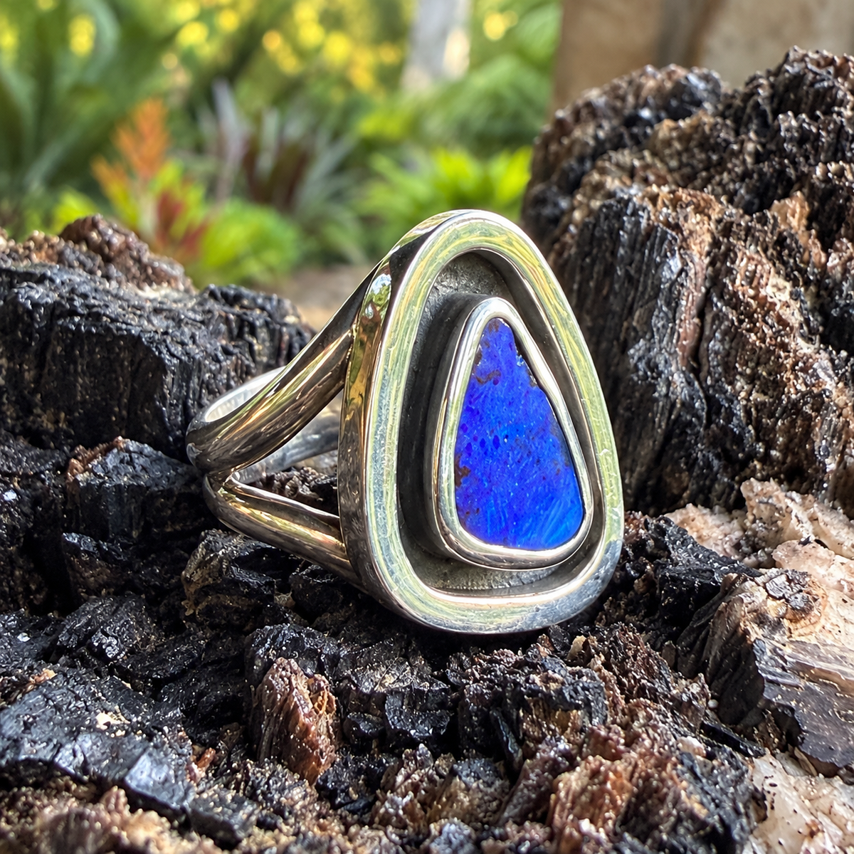 Cobalt Cove – Boulder Opal Shadowbox Ring
