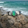 Emerald Tide Australian Green Opal + Shiva Shells Cuff