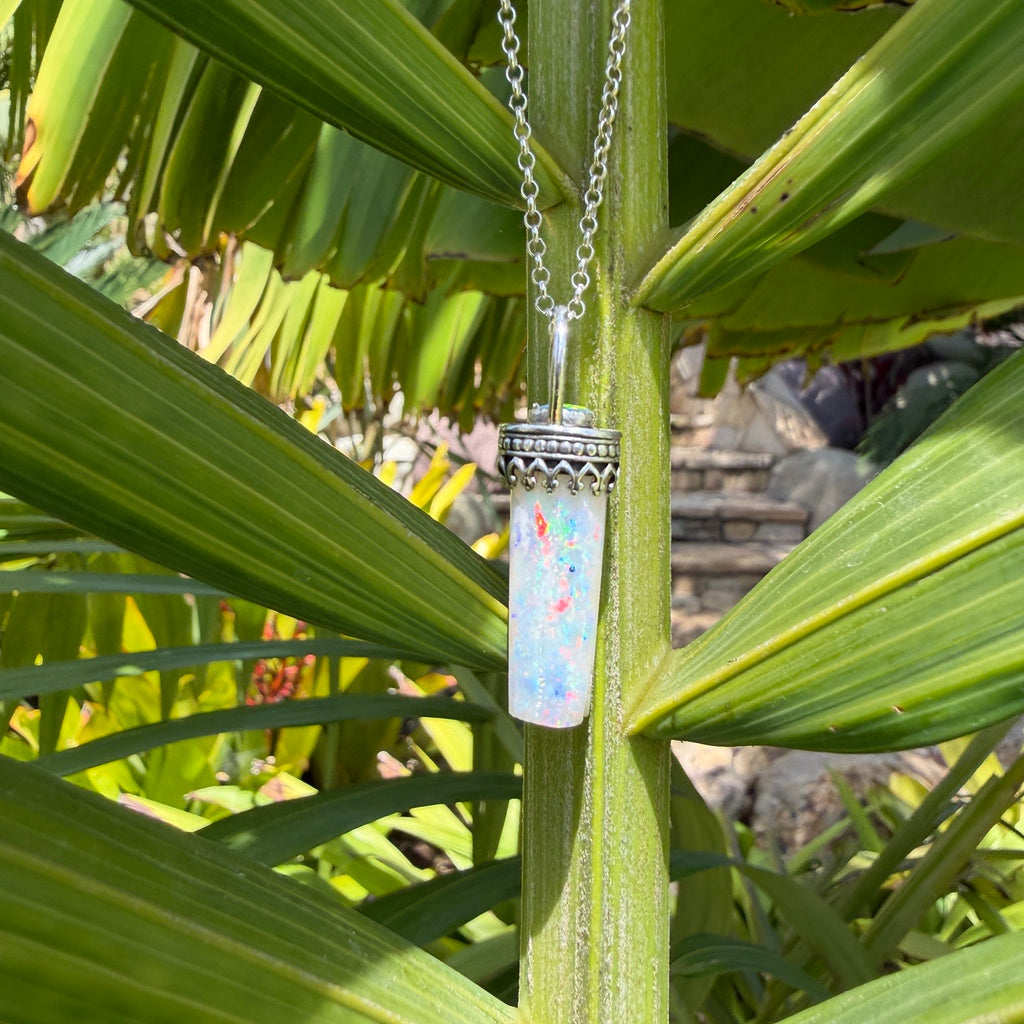 Eclipse Relic Belemnite Fossil with Lightning Ridge Opal Pendant