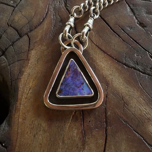 The Tidekeeper — 9.25 ct Australian Boulder Opal & Antique Albert Chain Necklace