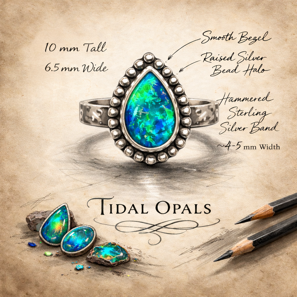 Midnight Tide Spiritual Ocean Australian Boulder Opal Ring
