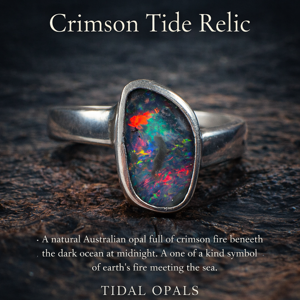 Crimson Tide Relic Australian Boulder Opal Ring