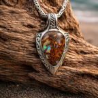 Tidal Relic Three Spears Reversible Boulder Opal Pendant
