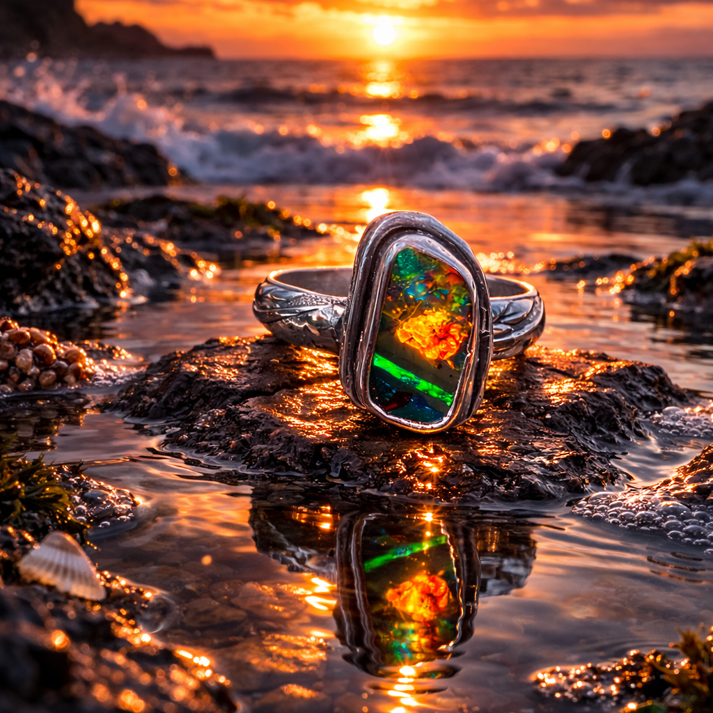 Elemental Awakening Australian Boulder Opal Ring
