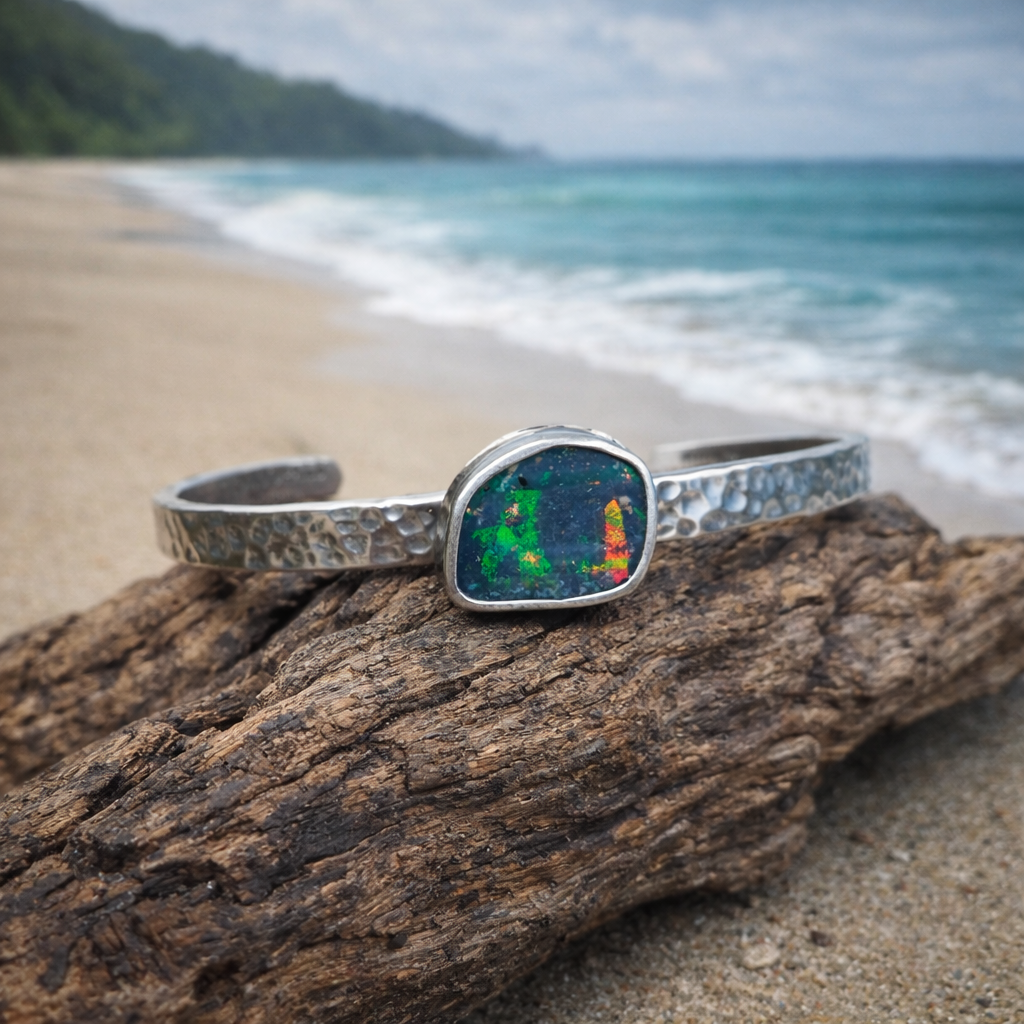 Riptide Australian Boulder Opal Cuff Bracelet