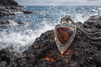 Ember War Relic Australian Boulder Opal pendant handcrafted in sterling silver by TIDAL OPALS.