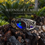 Midnight Ember | Boulder Opal Sterling Silver Cuff