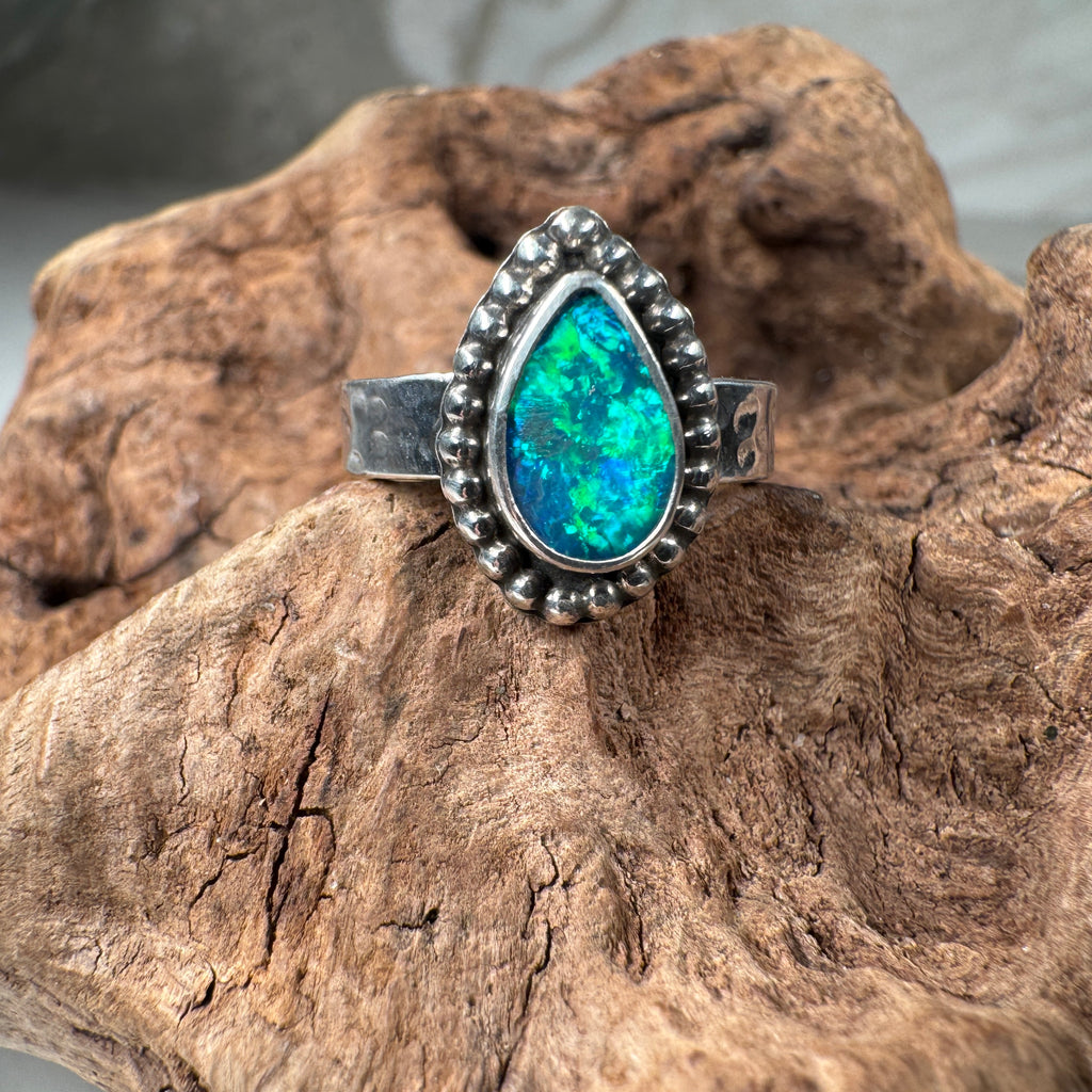 Verdant Tide Relic Australian Boulder Opal Ring