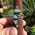 Tidal Totem — Three-Stone Opal Ring with Topaz