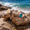 Sunrise Tide Cuff with Sunrise Shell and Australian Boulder Opal