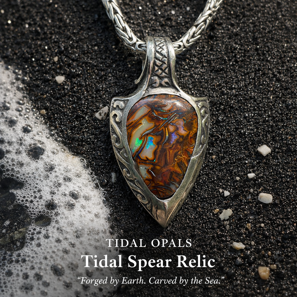 Tidal Relic Three Spears Reversible Boulder Opal Pendant