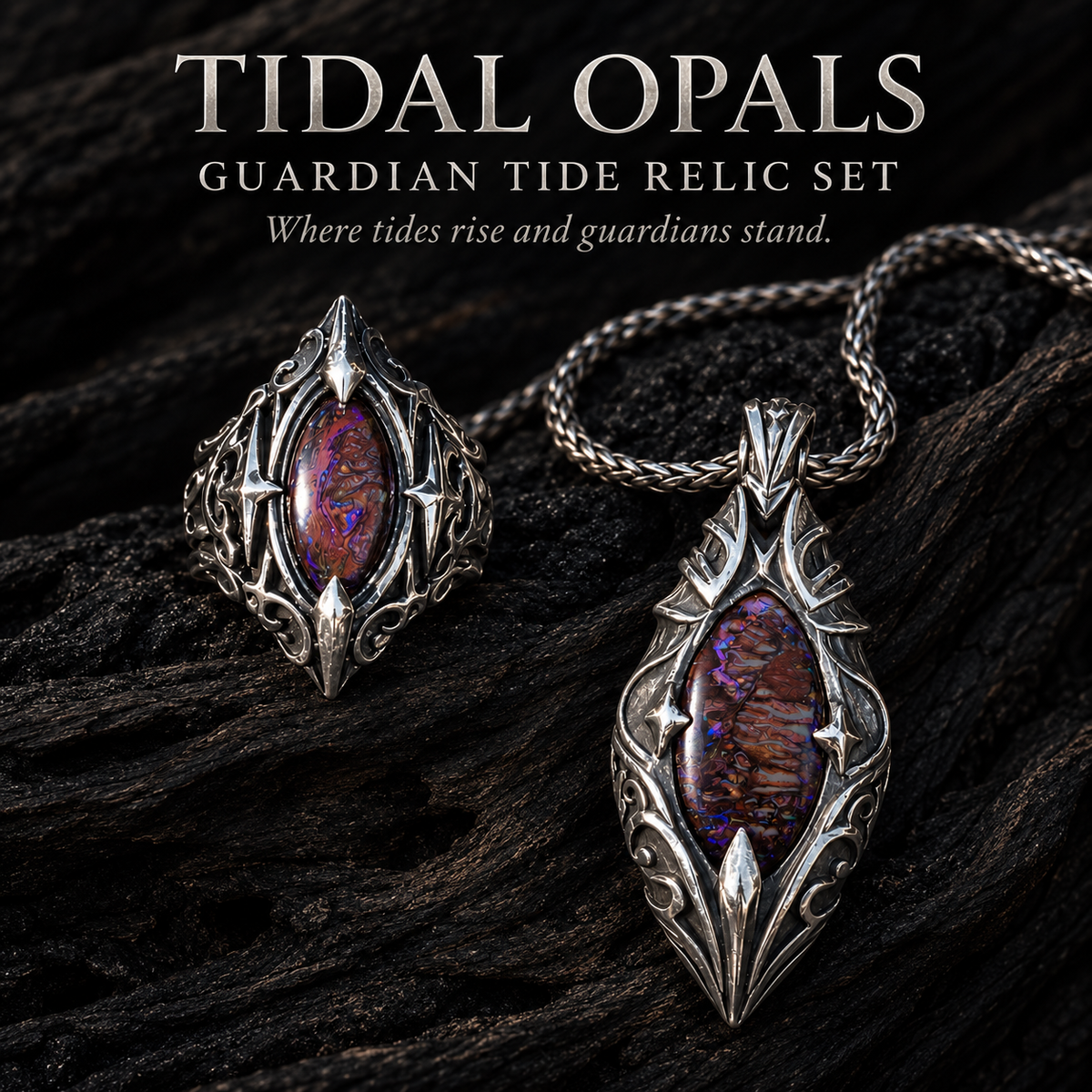 Guardian Relic Australian Boulder Opal pendant in hand-fabricated sterling silver