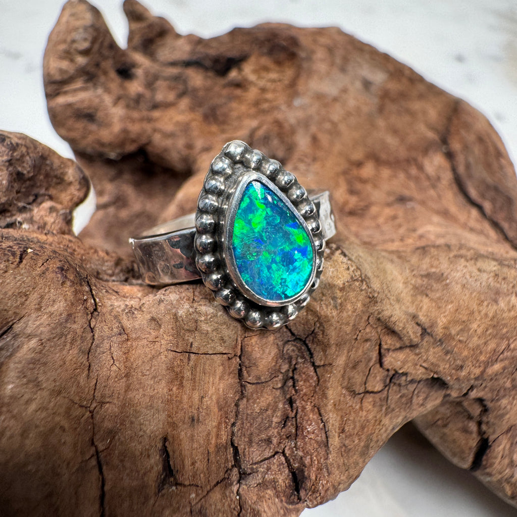 Verdant Tide Relic Australian Boulder Opal Ring
