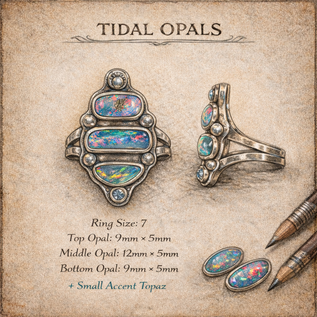 Ocean Fire Trinity Australian Boulder Opal Ring