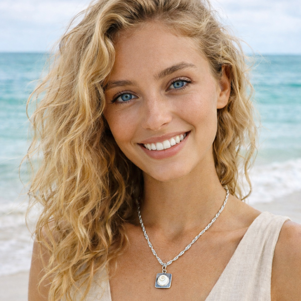 Eye of the Ocean Shiva Shell Pendant Necklace