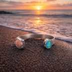Ocean Sunrise Shell + Australian Opal Cuff Bracelet