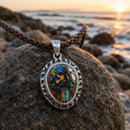Artisan-crafted one-of-a-kind Boulder Opal pendant from the Mariner Collection presented in a polished sterling silver setting.