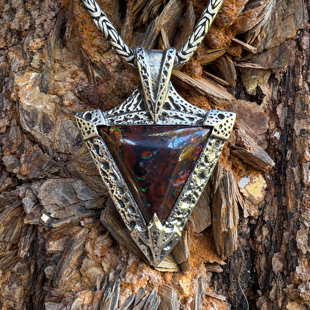 Fossil Reef | Handcrafted Australian Boulder Opal Pendant