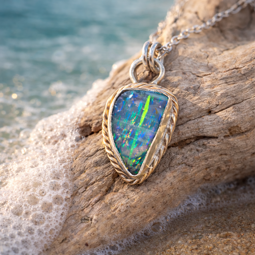 Collector's Ocean Fire Australian Boulder Opal Pendant