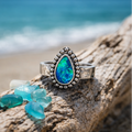 Midnight Tide Spiritual Ocean Australian Boulder Opal Ring