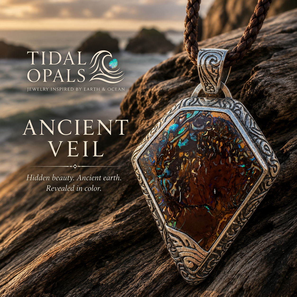 Ancient Veil – Australian Boulder Opal Pendant