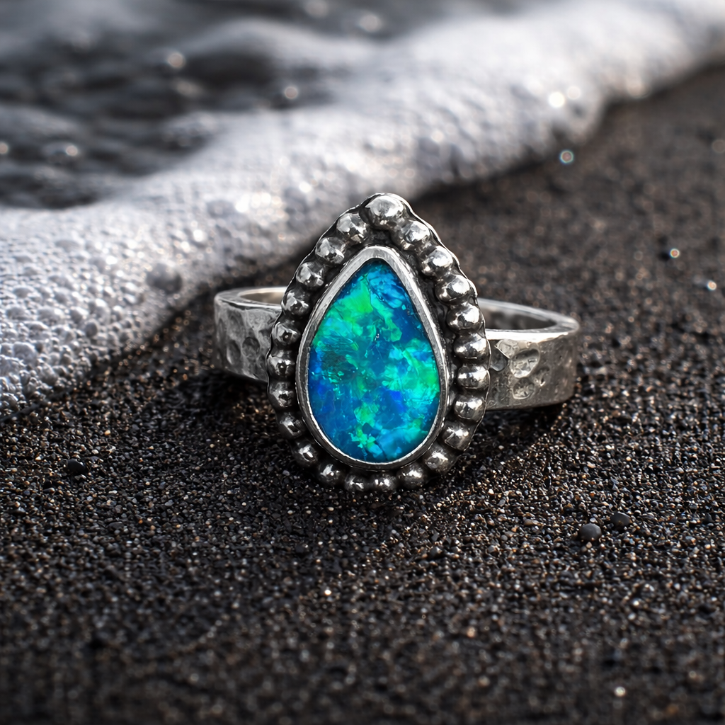 Verdant Tide Relic Australian Boulder Opal Ring
