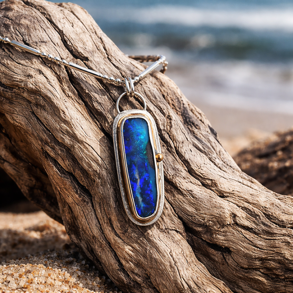 Tidal Current Boulder Opal Relic Pendant