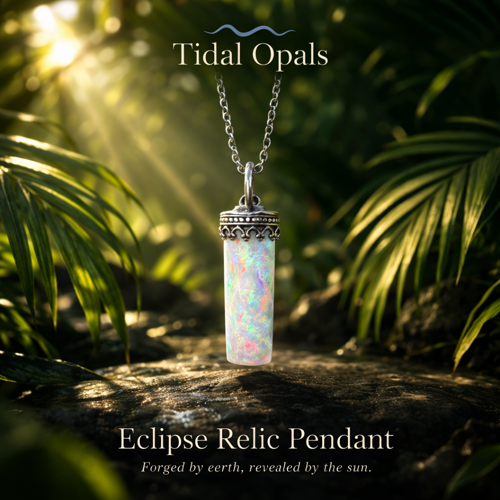 Eclipse Relic Belemnite Fossil with Lightning Ridge Opal Pendant