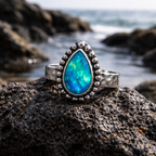 Verdant Tide Relic Australian Boulder Opal Ring
