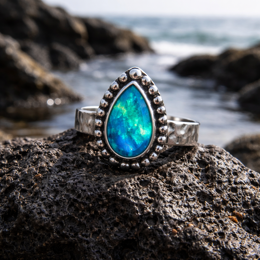 Verdant Tide Relic Australian Boulder Opal Ring
